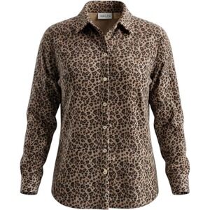Studio W Leopard Print Button Down Shirt Womens Large Cheetah Long Sleeve Top